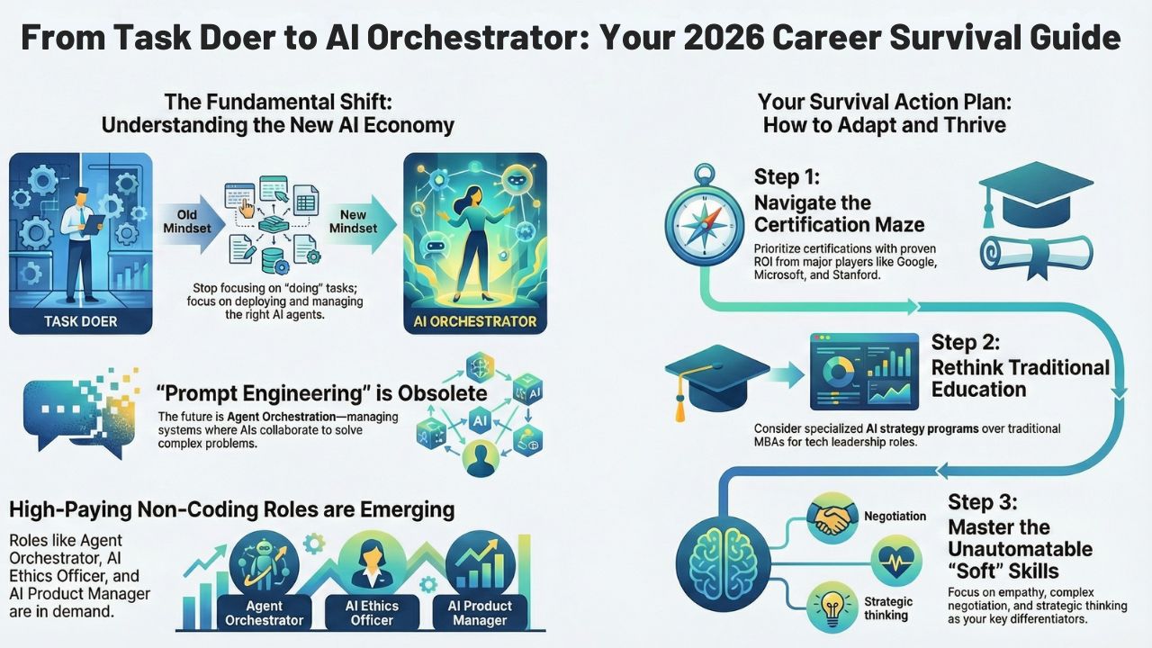 From Task Doer to AI Orchestrator: Your 2026 Career Survival Guide Infographic