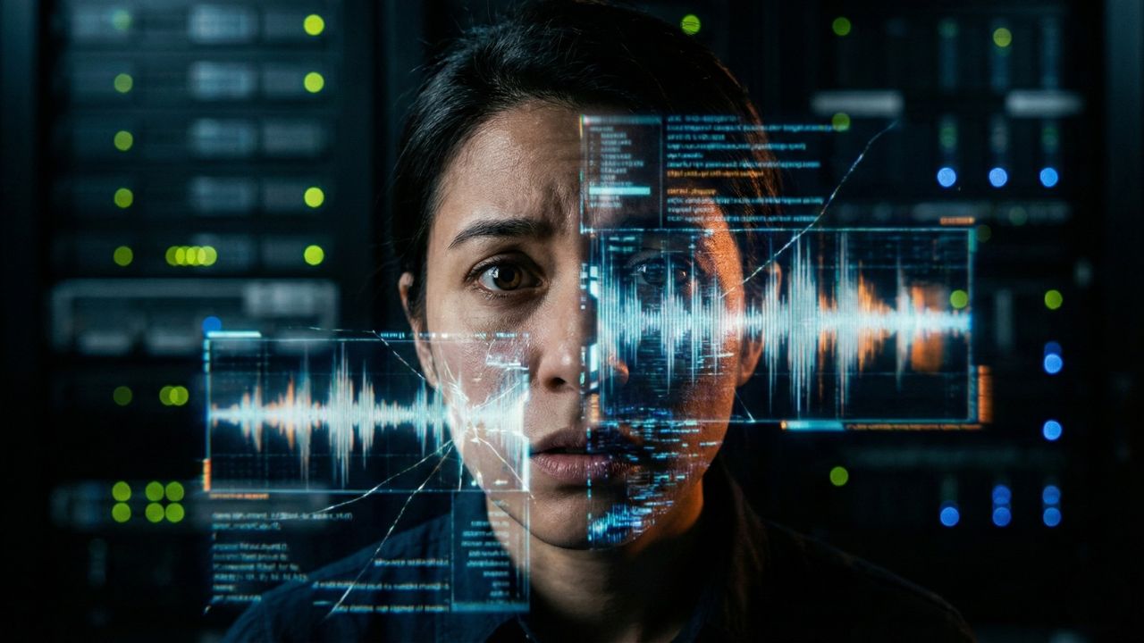 AI Voice Cloning Identity Theft Concept