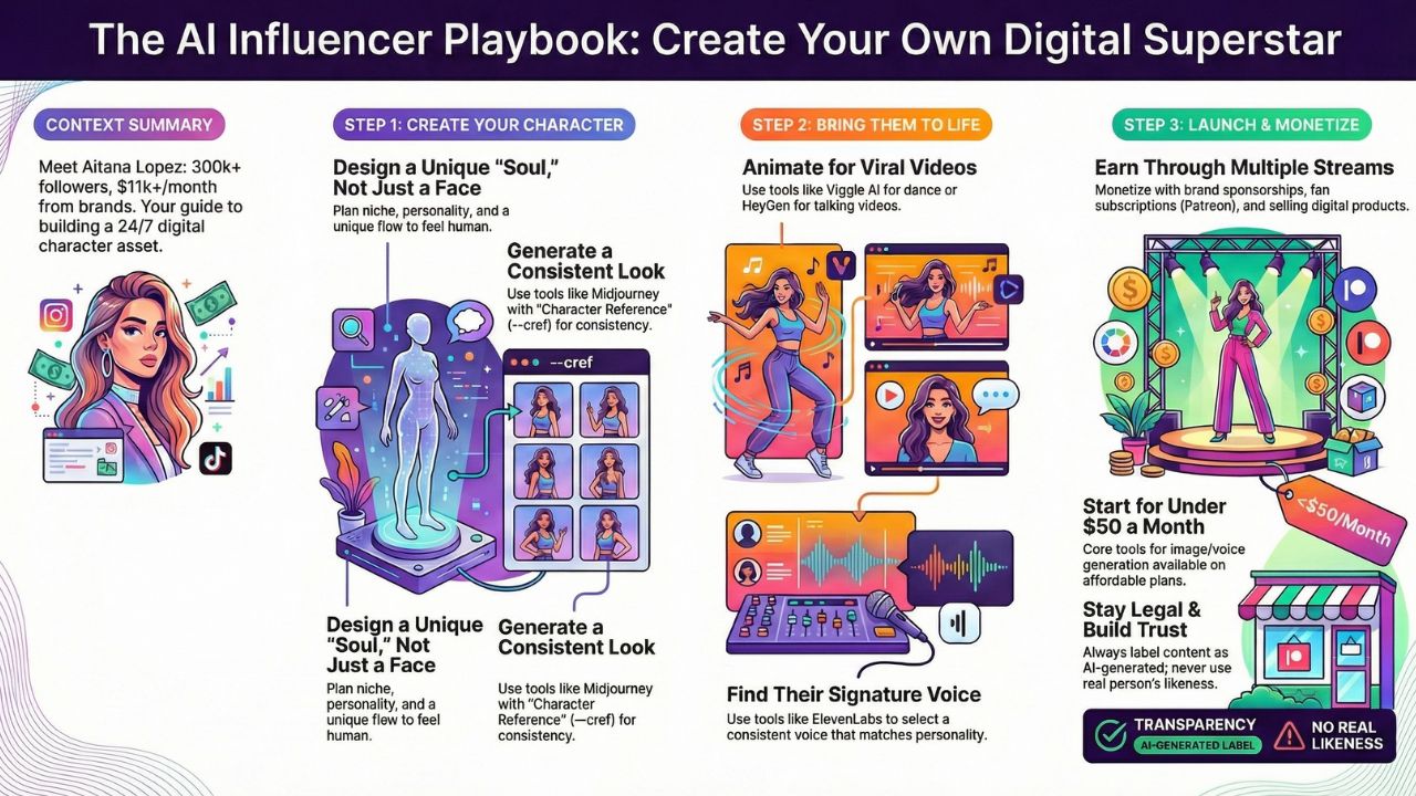 Infographic: The AI Influencer Playbook - Steps to Create Your Own Digital Superstar