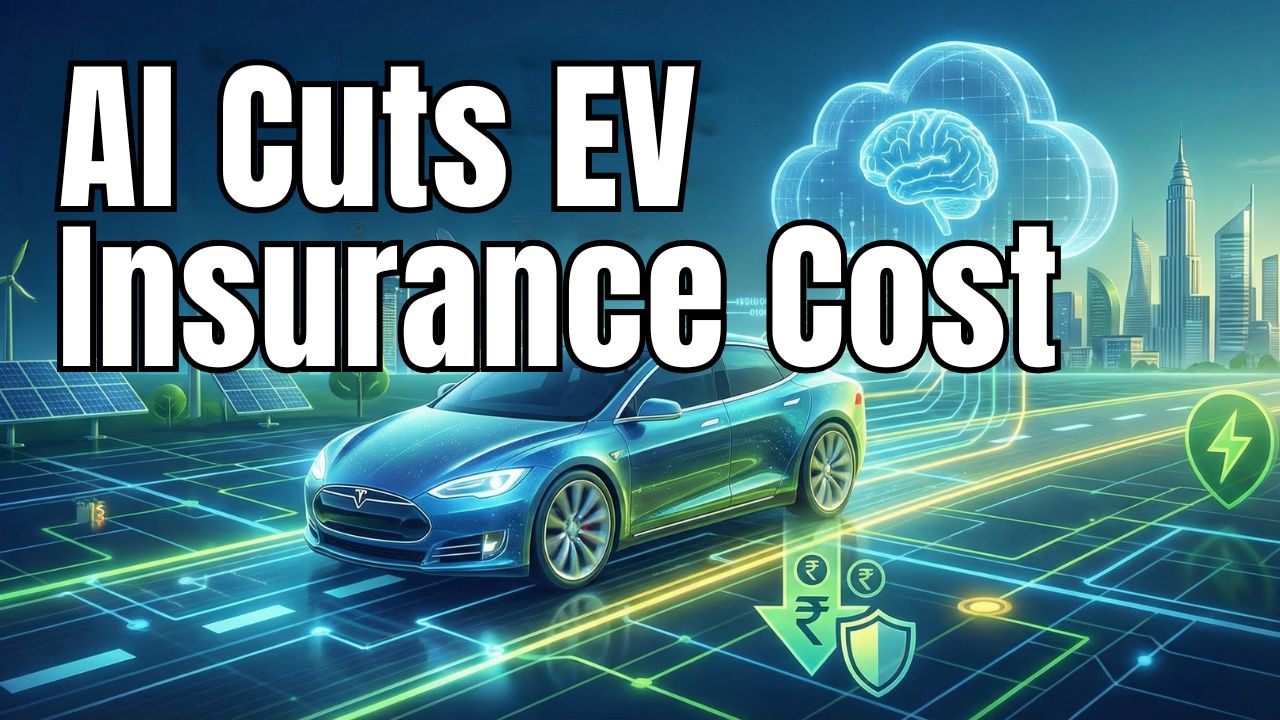 Infographic showing a comparison between traditional car insurance and AI-driven electric vehicle insurance with an emphasis on battery health and Green Deposits