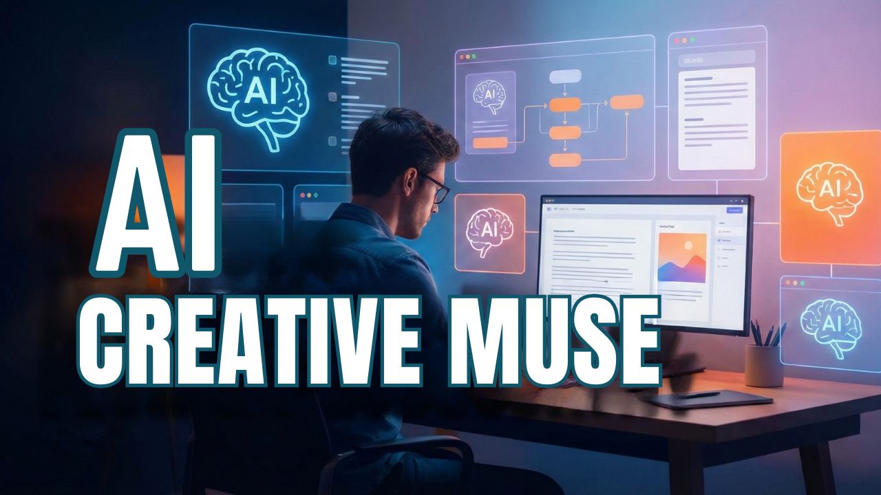 A person in deep work with a digital interface that shows creative workflow and AI assistance