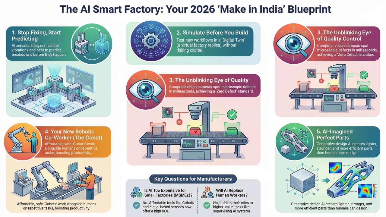 Infographic: Make in India 2.0 Smart Manufacturing Roadmap (Predictive Maintenance, Digital Twins, Cobots)