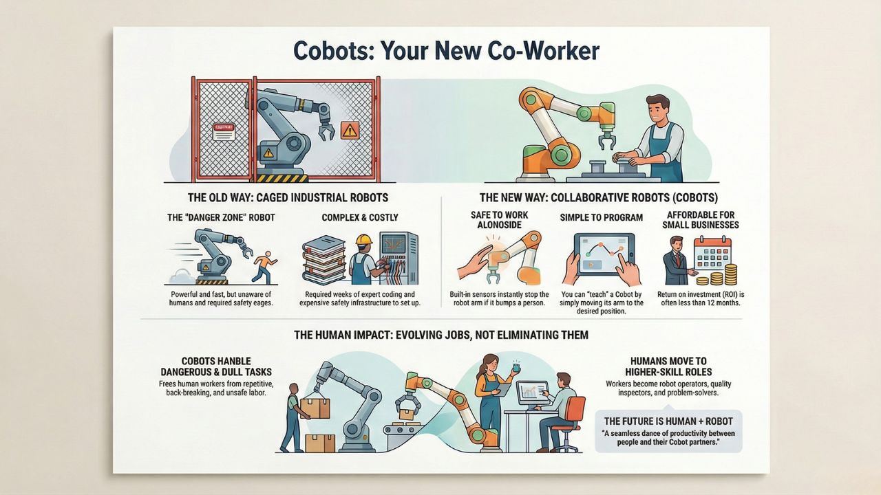 Infographic: Cobots vs Industrial Robots Comparison