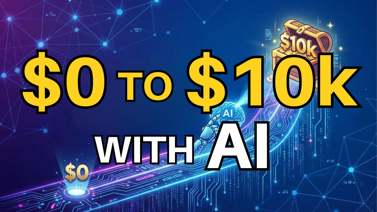 A visual representation of building a zero-cost business using AI tools