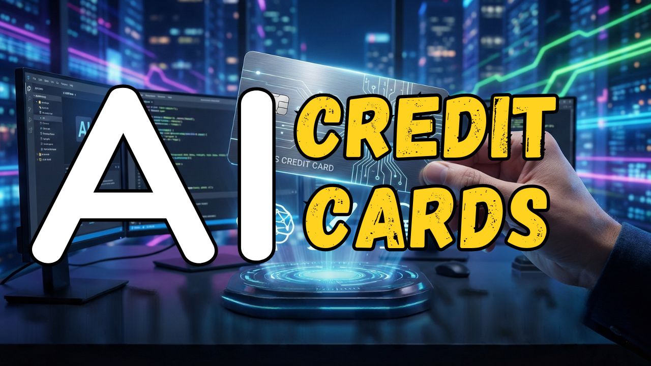 A sleek image of a business credit card next to a powerful GPU laptop, symbolizing tech spend