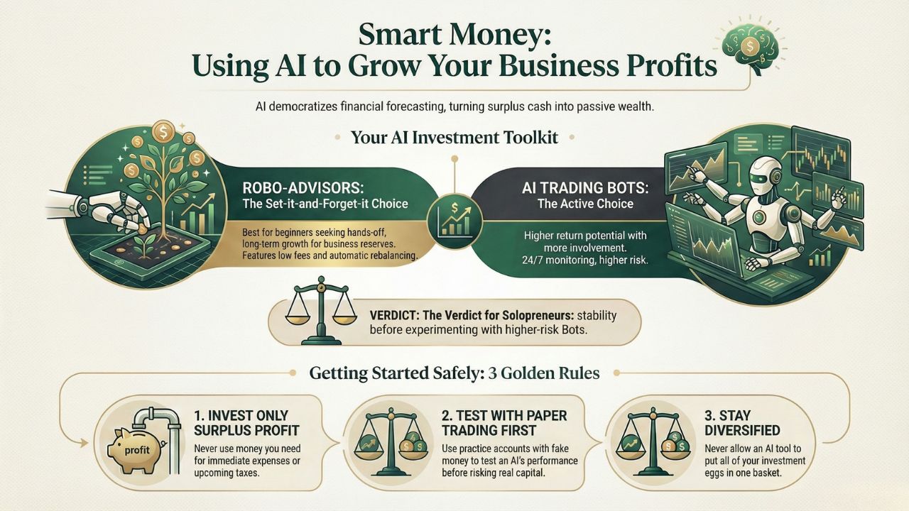Infographic: Smart Money - Robo-Advisors vs AI Trading Bots and the 3 Golden Rules of Investing