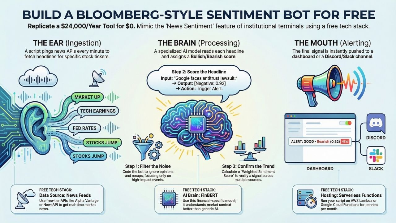Infographic: Build a Bloomberg-Style Sentiment Bot for Free - Architecture Diagram