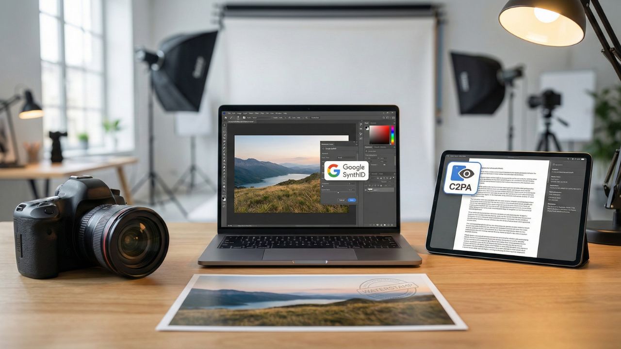 Digital Watermarking vs. AI Detection Concept