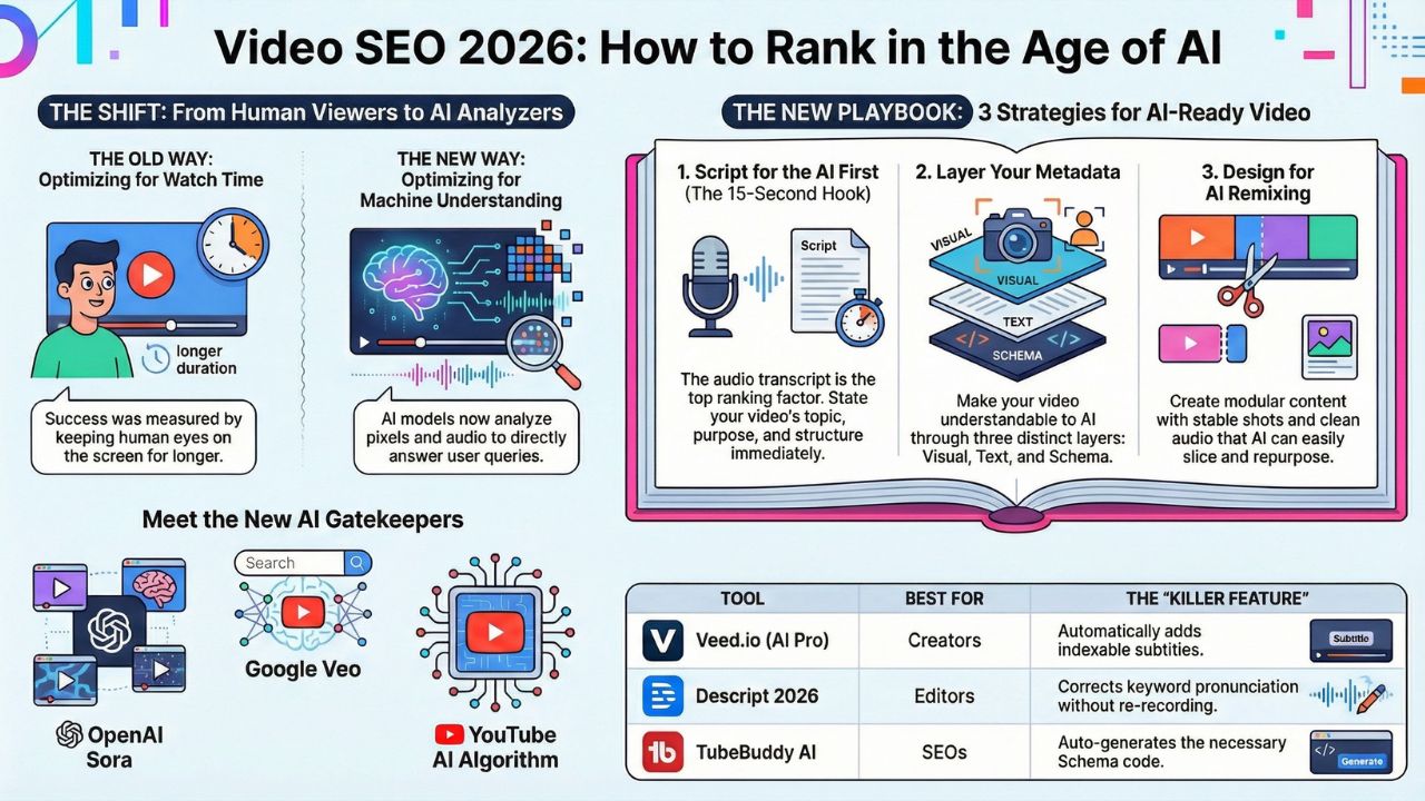 Infographic: Video SEO 2026 - How to Rank in the Age of AI (Sora, Veo, YouTube)