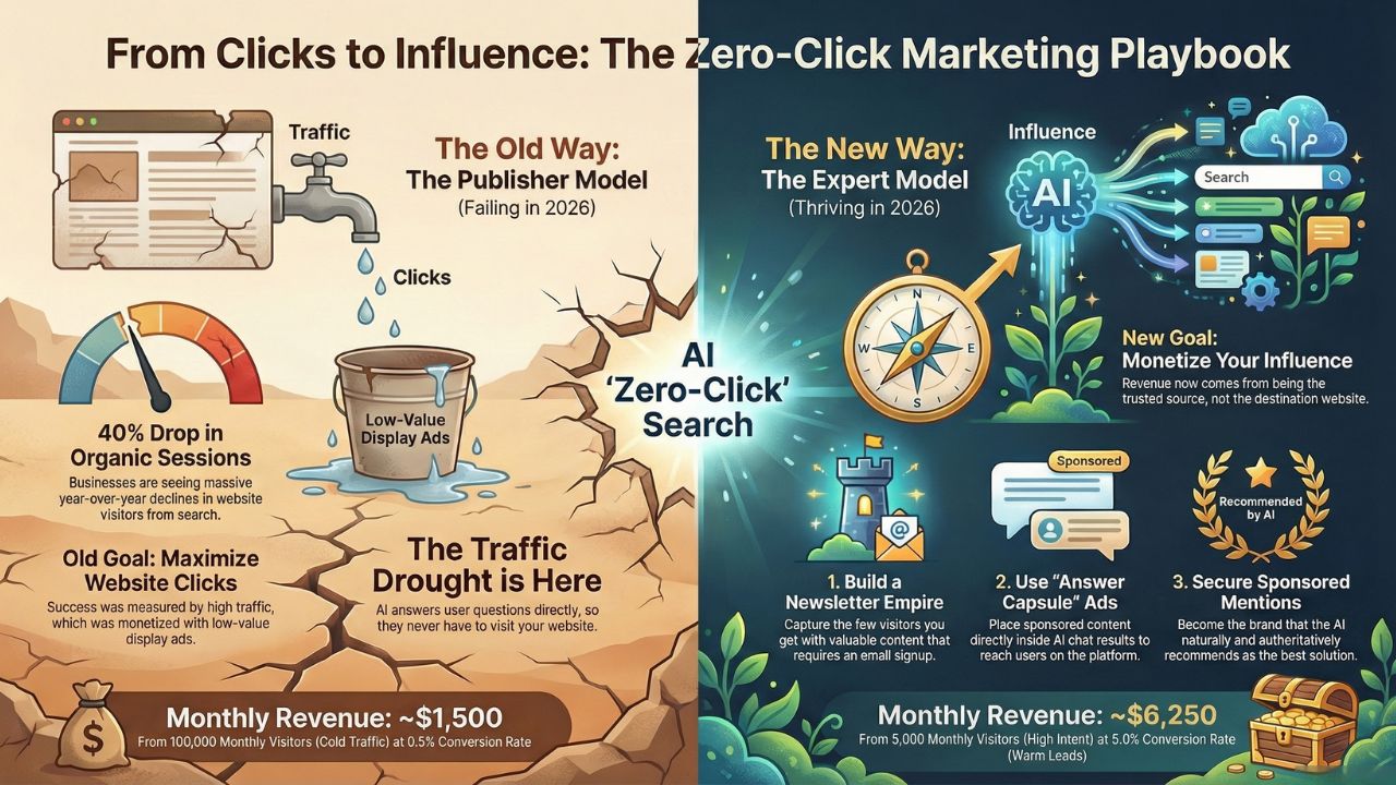 Infographic From Clicks to Influence The Zero-Click Marketing Playbook
