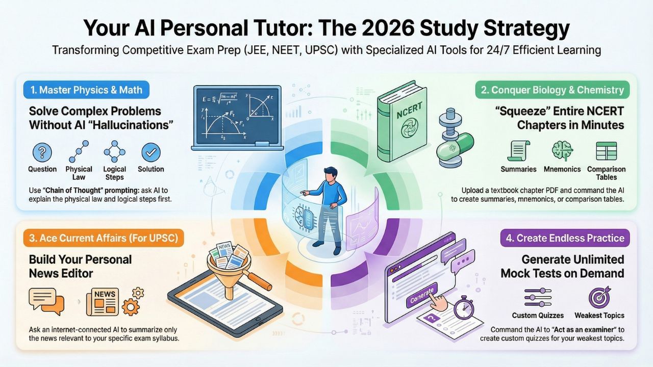 Infographic: Your AI Personal Tutor - The 2026 Study Strategy for JEE, NEET, and UPSC